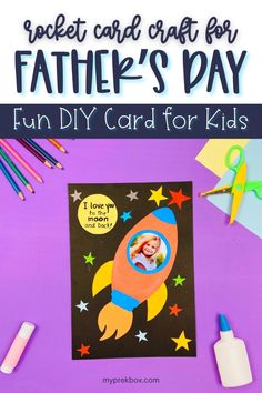 a father's day card with an image of a rocket on it