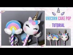 the unicorn cake pop is next to some lollipops