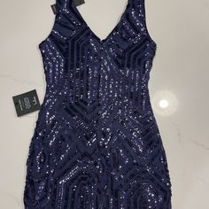 Brand New Never Worn Nwt. Size Small Navy Blue Patterned Sequins Dress Fun Clothes, Sequins Dress, Lulus Dresses, Lulu Dresses, Sequin Dress, Cool Outfits, Sequin, Color Blue, Navy Blue