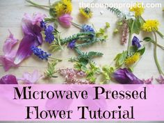 flowers that are laying on a table with the words microwave pressed flower tutorial