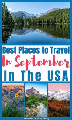 the cover of best places to travel in september in the usa, including mountains and lakes