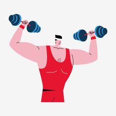 a man lifting two dumbbells on his shoulders