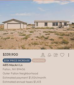 an image of a real estate for sale in the middle of nowhere with prices listed