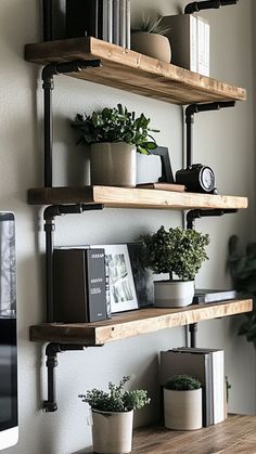 Add a bold industrial touch to your home with DIY pipe shelvingThis stylish project uses metal pipes and wood planks to create functionalmodern shelving that’s perfect for organizing and decoratingWhether for a living roomkitchenor officepipe shelving brings an edgyindustrial vibe to any spaceDIYPipeShelving IndustrialDecor DIYHomeProjects ModernShelving Industrial Kitchen Shelves, Diy Pipe Shelves, Industrial Wall Shelves, Pipe Shelving, Industrial Pipe Furniture, Industrial Style Interior, Industrial Wall Decor, Industrial Pipe Shelves, Barber Shop Decor