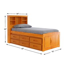 DISCOVERY WORLD FURNITURE HONEY TWIN SIZE CAPTAINS BED Custom Kids Furniture Twin Captains Bed, Captains Bed, Twin Trundle Bed, Twin Trundle, Bookcase Bed, Bunk Beds With Storage, Bookcase Headboard, Bed Shelves, Honey Yellow