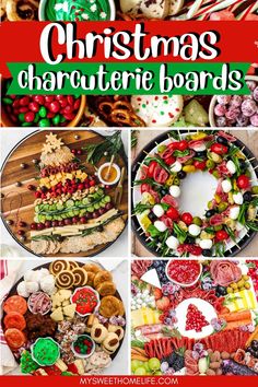 christmas charcuteries board with the title overlaying it in red and green