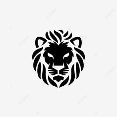 a black and white lion's head on a white background