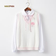 Strawberry Milk Embroidery British School Uniform V-Neck Vest Japanese JK Sleeveless Sweater Cotton Tops  A wonderful item to sweet girls   Description Brand New Package include: 1 sweater  Material: Cotton Measurement S: Shoulder: 35cm  Chest: 80cm  Length: 56cm M: Shoulder: 36cm  Chest: 86cm  Length:59cm L: Shoulder: 37cm  Chest: 92cm  Length: 62cm XL: Shoulder: 39cm  Chest: 98cm  Length: 65cm XXL: Shoulder: 41cm  Chest: 104cm  Length: 68cm Please allow 1-3cm error due to manual measurement. British School Uniform, Embroidery School, British School, Korean Blouse, Doll Blouse, Color Combos Outfit, Candy House, Bow Sweater, Strawberry Milk