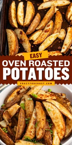 These Easy Oven Roasted Potatoes are a must for Thanksgiving side dish ideas! This recipe for oven roasted potatoes is quick, healthy, and packed with rich garlic and herbs. These easy Christmas side dish that produces crispy with golden edges potatoes will bring everyone back for seconds! Easy Oven Roasted Potatoes, Oven Roasted Potatoes Easy, Christmas Side Dish, Cookout Side Dishes