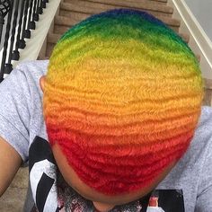 🌈🌈 360 Waves Hair, Waves Hairstyle Men, Waves Haircut, Dyed Hair Men, Shaved Hair Designs, Waves Hair, Hair Afro, Men Hair Color, Dyed Natural Hair