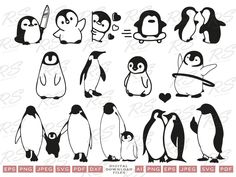 penguins with different expressions and sizes