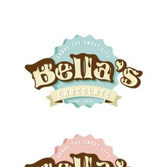 some type of label with the words bella's chocolate and sweet life on it