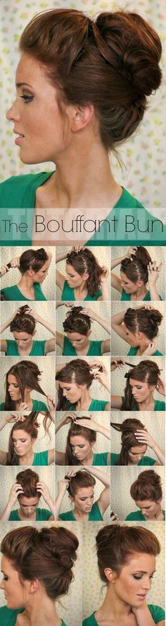 cut up-do for everyday Easy Updo Hairstyles Tutorials, Bouffant Bun, Sanggul Modern, Updo Hairstyles Tutorials, Skirt Diy, Easy Updo Hairstyles, Easy Bun Hairstyles, Hair Bun Tutorial, Fishtail Braid