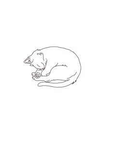 a black and white drawing of a cat sleeping