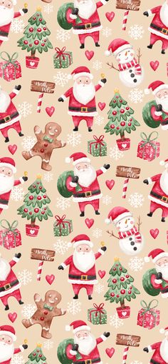 a christmas pattern with santa claus and reindeers