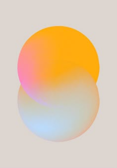 two circles are shown in the middle of a white and yellow background with an orange circle at the center