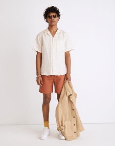 White Relaxed Fit Camp Shirt For Summer, Beige Camp Shirt With Relaxed Fit And Camp Collar, Beige Relaxed Fit Camp Shirt For The Beach, Beige Relaxed Fit Camp Shirt For Beach, Relaxed Fit Beige Camp Shirt For Vacation, Beige Relaxed Fit Camp Shirt With Pockets, Beige Relaxed Fit Camp Shirt For Vacation, White Unstructured Casual Camp Shirt, Relaxed Fit Short Sleeve Shirt For Summer Vacation