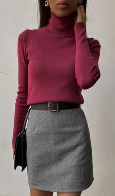 A Skirt Outfit, Jumper And Skirt, Unique Skirt, Skirt Ideas, Denim Skirt Outfits, Grey Skirt, Stylish Work Attire, Outfit Check, Your Gorgeous