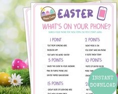 an easter egg hunt with the text, what's on your phone?