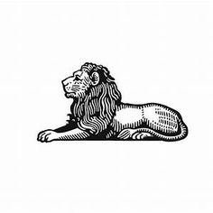 a black and white drawing of a lion laying down