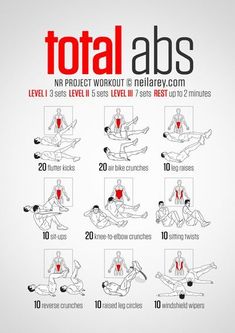 the total abs workout is shown in red and black, with instructions on how to do it