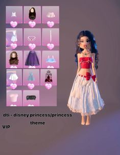 the doll is wearing a princess dress and has many other items on her chest as well