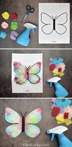 paper butterflies are cut out and placed on top of each other to make them look like they