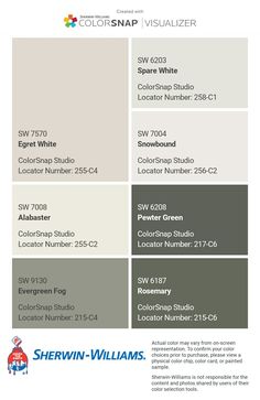 the color scheme for sheryln - williams's paint swatches is shown