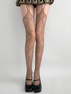 Get ready to turn heads with our fishnet suspender stockings. Available in four stunning colors, these one-piece stockings feature a playful heart design, adding a touch of kawaii charm to any outfit.  Please note that this product includes only one pair of suspender stockings. Stockings Png, Shibuya Style, Brown Things, Goth Skirts, Cool Heart, Kawaii Skirt, Suspender Tights, Skirt Aesthetic, Semi Realistic