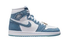 JORDAN 1 RETRO HIGH OG DENIM BLUE (PS) This is one of those Air Jordan 1s you can wear with anything and still look chic! This "Denim" rendition is a great pair that can blend with Black, White, Jeans, and other sporty outfits. So you are getting a silo that can tick all the options from the list of requirements for buying. Jordan 1 High Og Denim, Campus Adidas, Air Jordan 1s, Jordan Model, Jordan Retro 1, Air Jordan Retro, Jordan 1 High Og, Jordan Sneakers, Air Jordan 1 Retro High Og