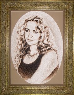 a drawing of a woman with curly hair