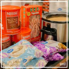 an assortment of frozen food items sitting on a counter with the words nestle next to it