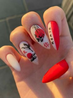 Red Nails Inspiration, Nails Dragon, Nails Hippie, Art For Short Nails, Nail Art For Short Nails, Dragon Nails, Mens Nails, Best Nails