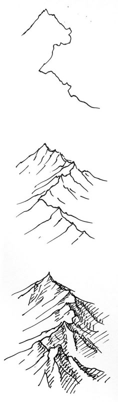 a black and white drawing of mountains