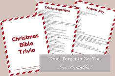 two christmas trivias with the text, don't forget to get the free print