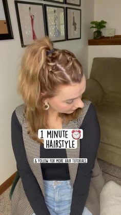 Super Easy Hairstyles For Medium Hair, Beach Hairstyles Medium Length Hair, Easy Hairstyles For Disney World, Braid Hairstyles For Medium Length Hair, Half Up Half Down Hairstyles Medium Hair, Ways To Style Shoulder Length Hair, Hairstyles For Medium Hair Length, Hairstyles With Elastic Bands, Updo Hairstyles Ponytail