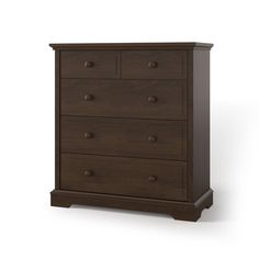 a dark brown dresser with four drawers