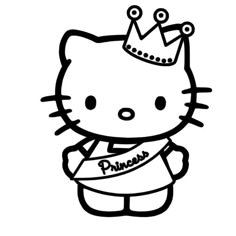 the hello kitty princess is wearing a tiara and holding a sign that says princess