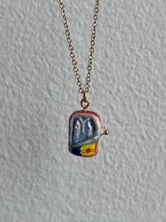 Sardine Jewelry, Sardine Necklace, Clay Charm Necklace, Fish Necklaces Jewelry, Fish Charm Necklace, Necklace Clay, Tinned Fish, Fish Pendant, Fish Necklace