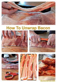 how to unwrap bacon on a cutting board