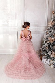 Girls Elegant Custom Couture Satin Floor Length Wedding Party Dress Pink Satin Gown With Ruffles, Elegant Pink Satin Princess Dress, Pink Satin Princess Dress, Elegant Pink Ball Gown For Dress-up, Elegant Pink Gown For Dress-up, Pink Sleeveless Princess Dress For Formal Occasions, Sleeveless Pink Princess Dress For Formal Occasions, Elegant Pink Pageant Dress For Formal Occasions, Elegant Pink Formal Pageant Dress