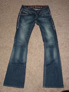 UP FOR AUCTION! YOUR BIDDING ON A VERY NICE PAIR OF WOMENS ROCK REVIVAL GWEN BOOT JEANS SIZE: 25 INSEAM: 31 DESCRIPTION ITEM IS IN "USED" CONDITION STYLE: GWEN THANKS FOR LOOKING! Y2k Fits, Rock Revival Jeans, Boot Jeans, Tokio Hotel, Rock Revival, Dream Wardrobe, Jeans And Boots, Jeans Size, Lookbook