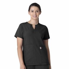 Keep all the things you need for a busy shift close at hand with this women's scrub top. The polyester-blend fabric has built-in flex so you can maneuver through small spaces or reach for supplies with ease. A cell phone pocket and earbud holders give you easy access to your electronics.Features50% Recycled Polyester / 50% PolyesterBuilt with Force technology to wick sweat, dry fast, and fight odorsFastDry® technology keeps you cool for all day comfortBuilt to move with Rugged Flex®Stain Breaker Carhartt Scrubs, Stylish Scrubs, Pocket Princess, Plus Size Workwear, Womens Scrub Tops, Carhartt Womens, Collar Bone, Womens Scrubs, Ripstop Fabric