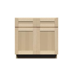 a wooden cabinet with three doors and two drawers