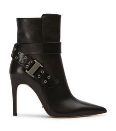 This season, be the centre of attention with Grace. This stiletto ankle boots steals the spotlight with it's daring buckle detailing, full-length side zip, and pointed toe. -Material: Leather -Sole: Man-made -Fit: True to size -Toe-shape: Point -Features: Buckle detail -Heel: 10cm Stiletto Ankle Boots, Thigh High Boots Flat, Embellished Heels, Metallic Shoes, Tony Bianco, Bow Heels, Stiletto Boots, Slingback Shoes, How To Stretch Boots