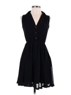 H&M Casual Dress Size: 2 Black Dresses - used. 100% POLYESTER, DropWaist, Collared, Solid, Knee Length, Sleeveless | H&M Casual Dress - DropWaist: Black Solid Dresses - Used - Size 2 H&m Black Shirt Dress, H&m 2010 Dress, Divided Dress H&m, Black Casual Dress, Black Dresses Casual, Solid Dress, Black Dresses, Black Solid, Drop Waist