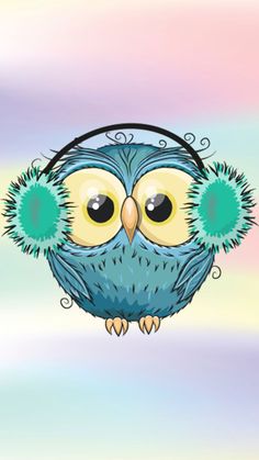 an owl with headphones on its ears