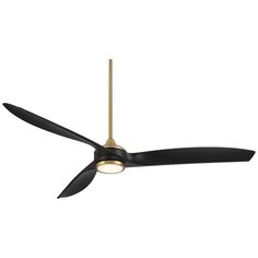 Perfect for bringing a refreshing breeze or welcome air movement to your home's interior spaces, the La Jolla Surf collection of ceiling fans from Casa Vieja is a versatile option. A soft brass finish motor and three matte black finish molded ABS blades create a transitional appeal, while an integrated LED module adds additional ambient illumination to your rooms. Control this ceiling fan with ease using the included six speed full-function remote control. 3 Blade Ceiling Fan, Led Ceiling Fan, Ceiling Fan With Remote, Led Module, Dc Motor, La Jolla, Lamps Plus, Ceiling Fans, Led Ceiling