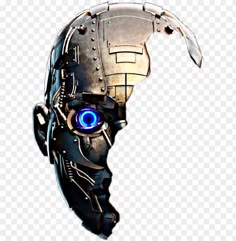 an iron man mask with glowing blue eyes