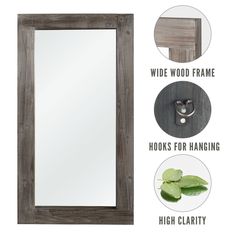 an image of a mirror with wood frame